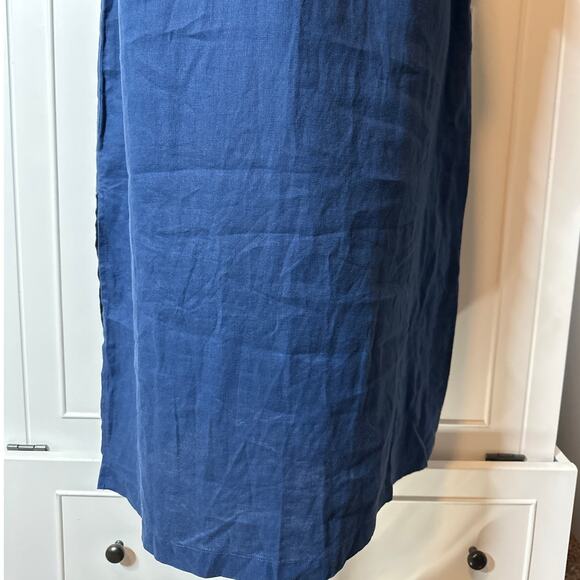 J. Jill Pure Jill Batik Blue Maxi Layered Linen Sleeveless Dress Sz MP Lagenlook - Picture 8 of 12